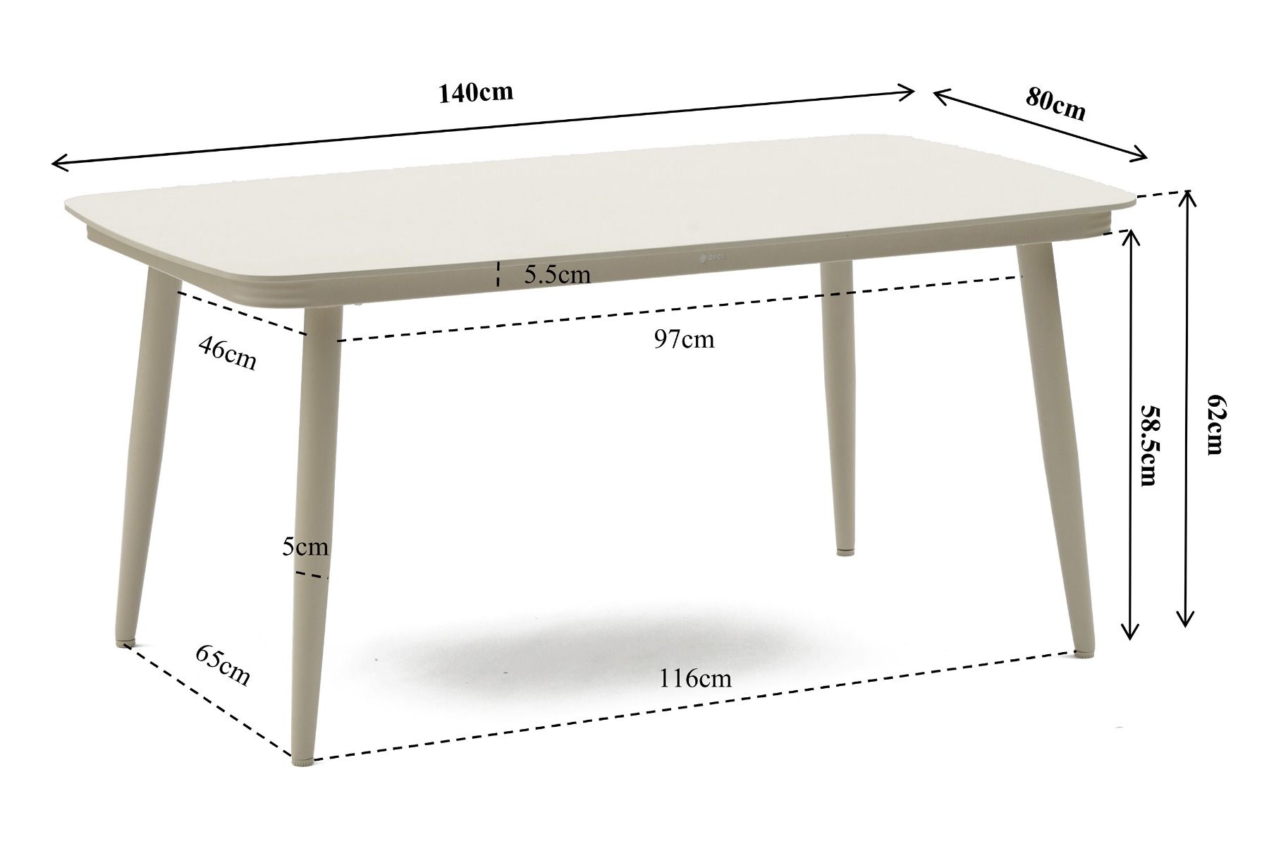 Coco Ibiza lounge/dining tuintafel 140 x 80 cm