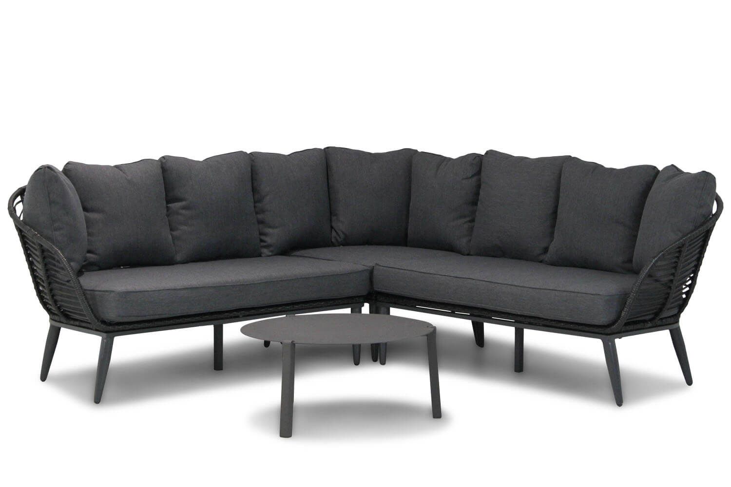 Coco Leonardo/Rimini 75 cm hoek loungeset off black 4-delig thumbnail