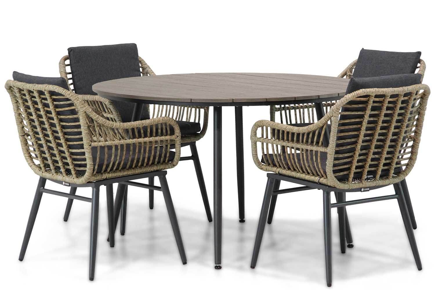 Coco Leonardo/Matale 125 cm rond dining tuinset 5-delig thumbnail