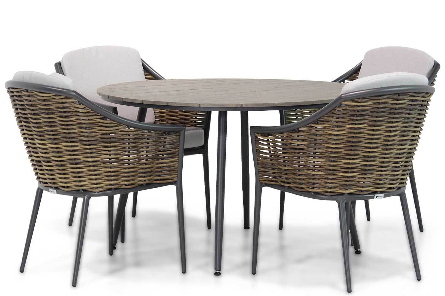 Coco Olivine/Matale 125 cm rond dining tuinset 5-delig thumbnail