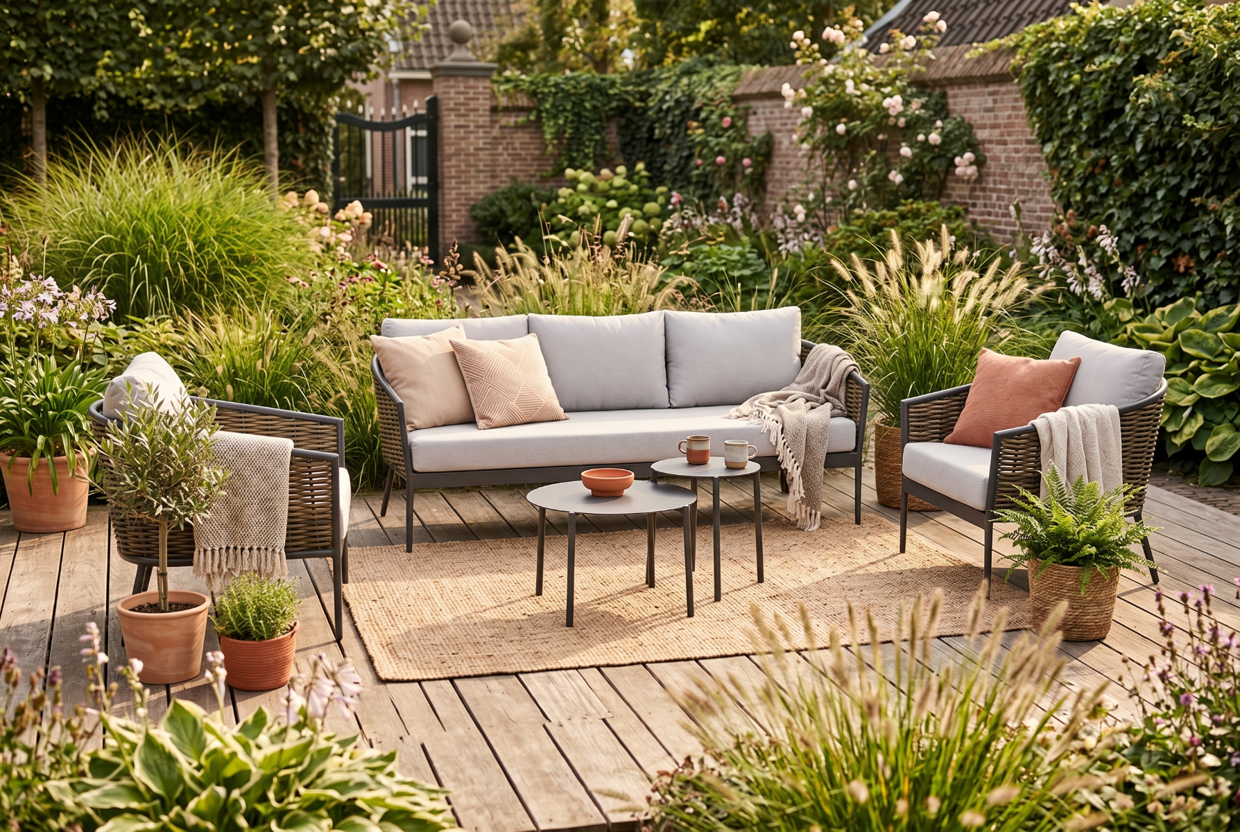 Coco Palm/Pacific 45/60 cm stoel-bank loungeset 5-delig