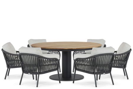 Coco Puerto/Salerno 160 cm dining tuinset laag 7-delig