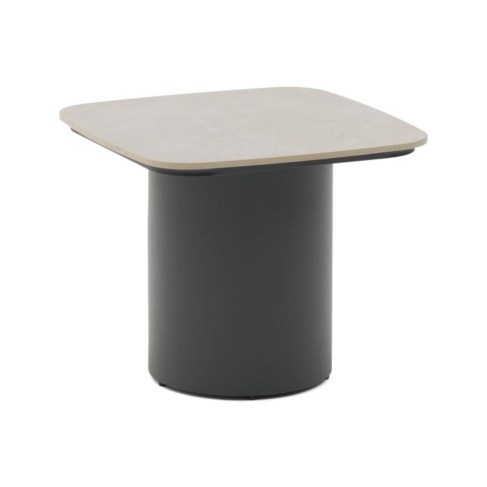 Moderne vierkante tuintafel met antraciet aluminium frame – vooraanzicht