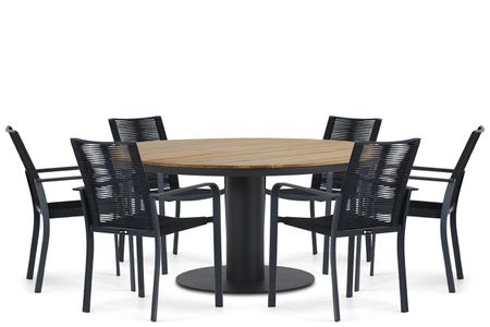 Santika Annisa/Salerno 160 cm dining tuinset 7-delig