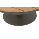 Detail van teakhouten tafelblad met terre aluminium frame thumbnail