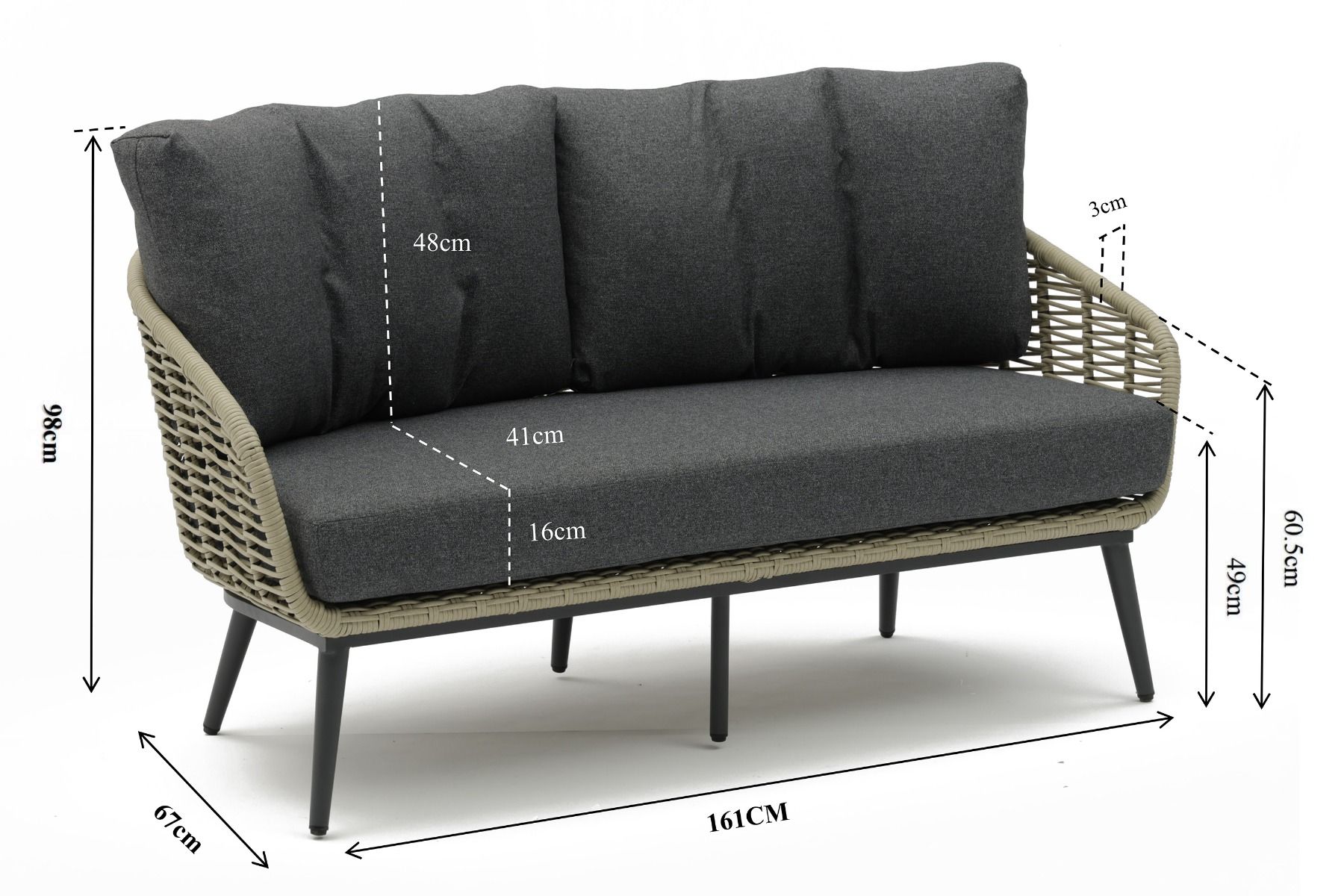 Coco Vinci/Ronda stone stoel-bank loungeset 5-delig thumbnail