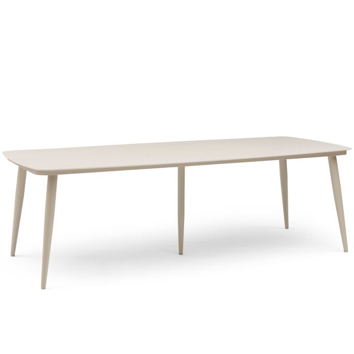 Rechthoekige tuintafel van loft aluminium met keramiek – vooraanzicht