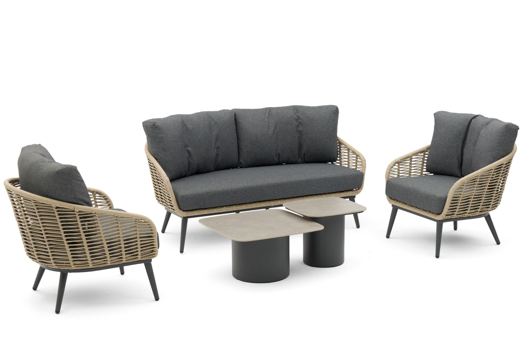 Coco Vinci/Ronda stone stoel-bank loungeset 5-delig thumbnail