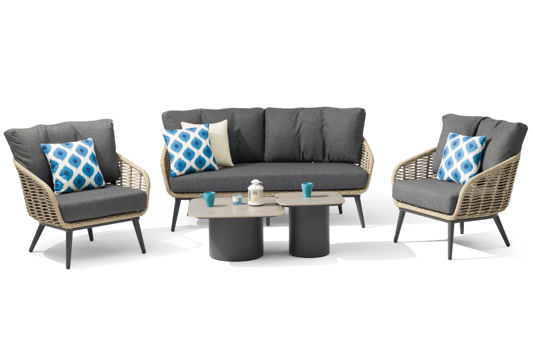 Coco Vinci/Ronda stone stoel-bank loungeset 5-delig thumbnail
