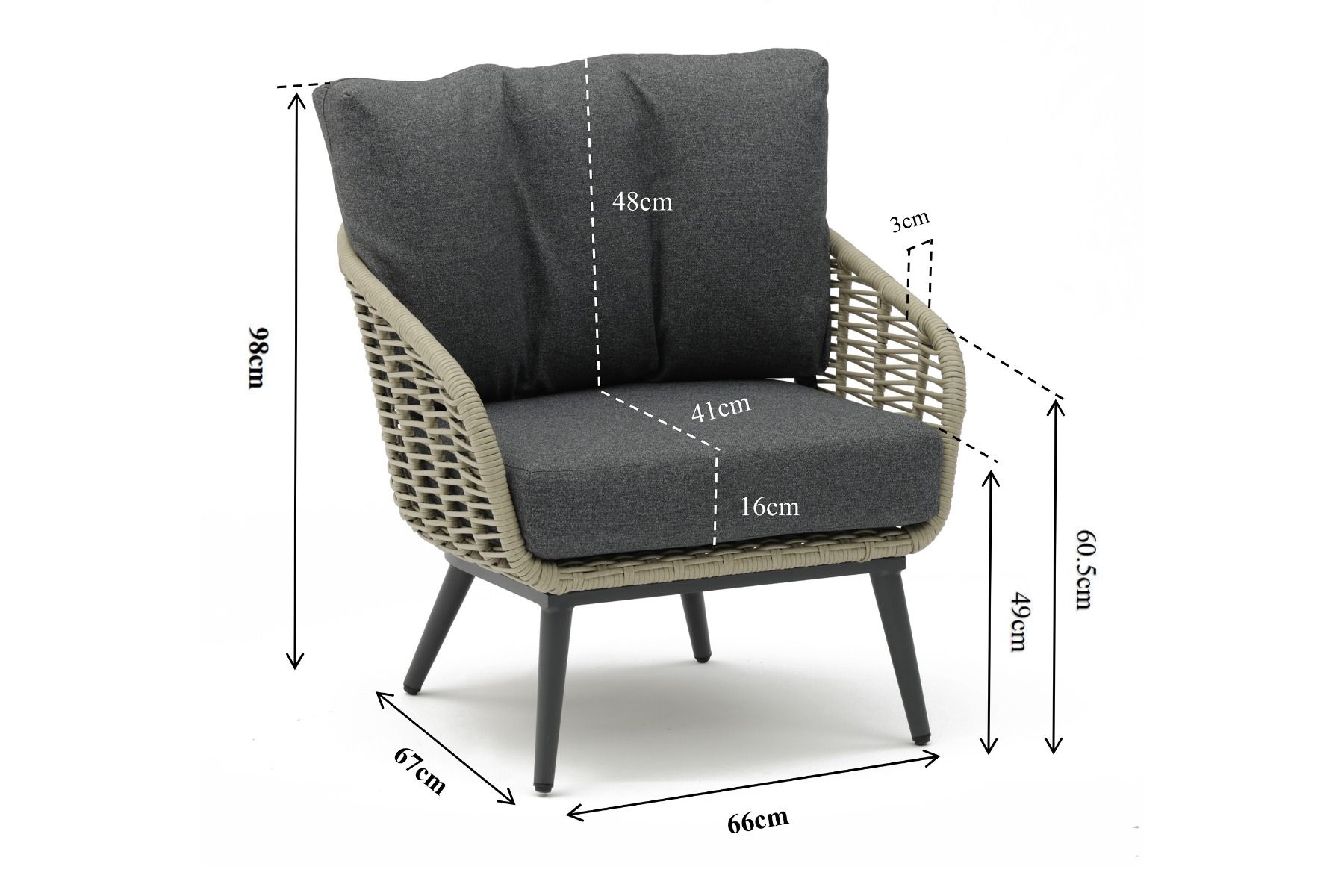 Coco Vinci/Ronda stone stoel-bank loungeset 5-delig