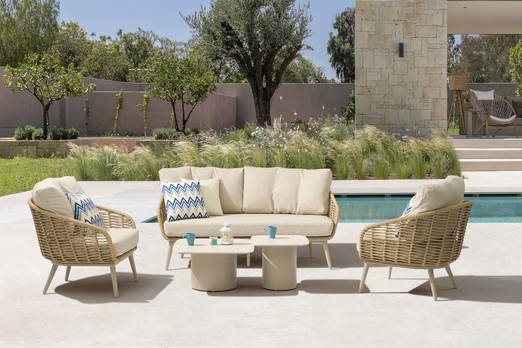 Coco Vinci/Ronda alu stoel-bank loungeset 5-delig