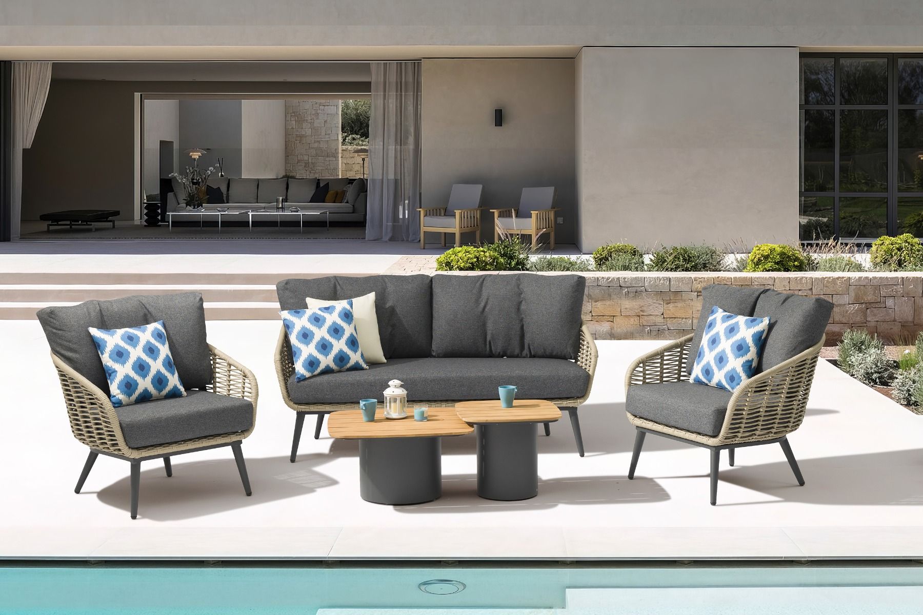 Coco Vinci/Ronda teak stoel-bank loungeset 5-delig