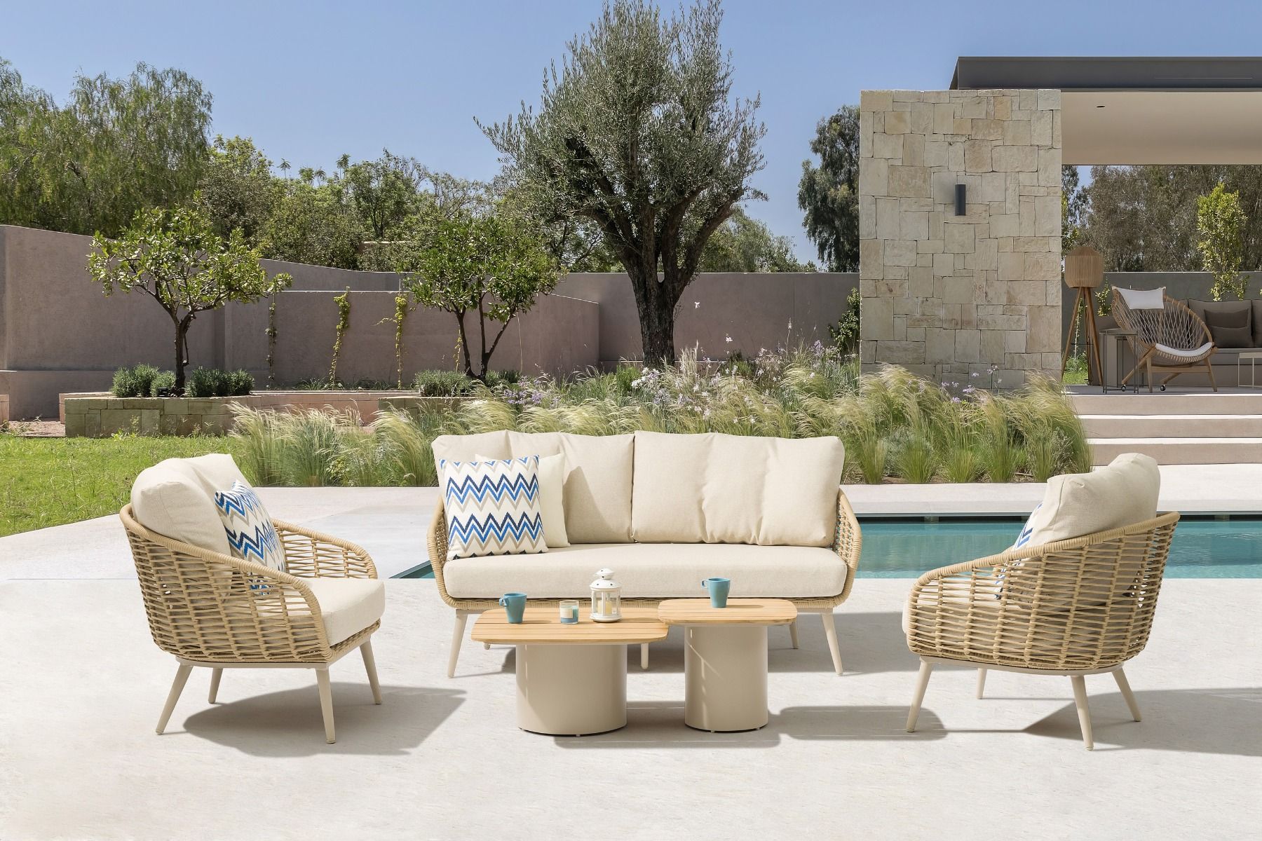 Coco Vinci/Ronda teak stoel-bank loungeset 5-delig