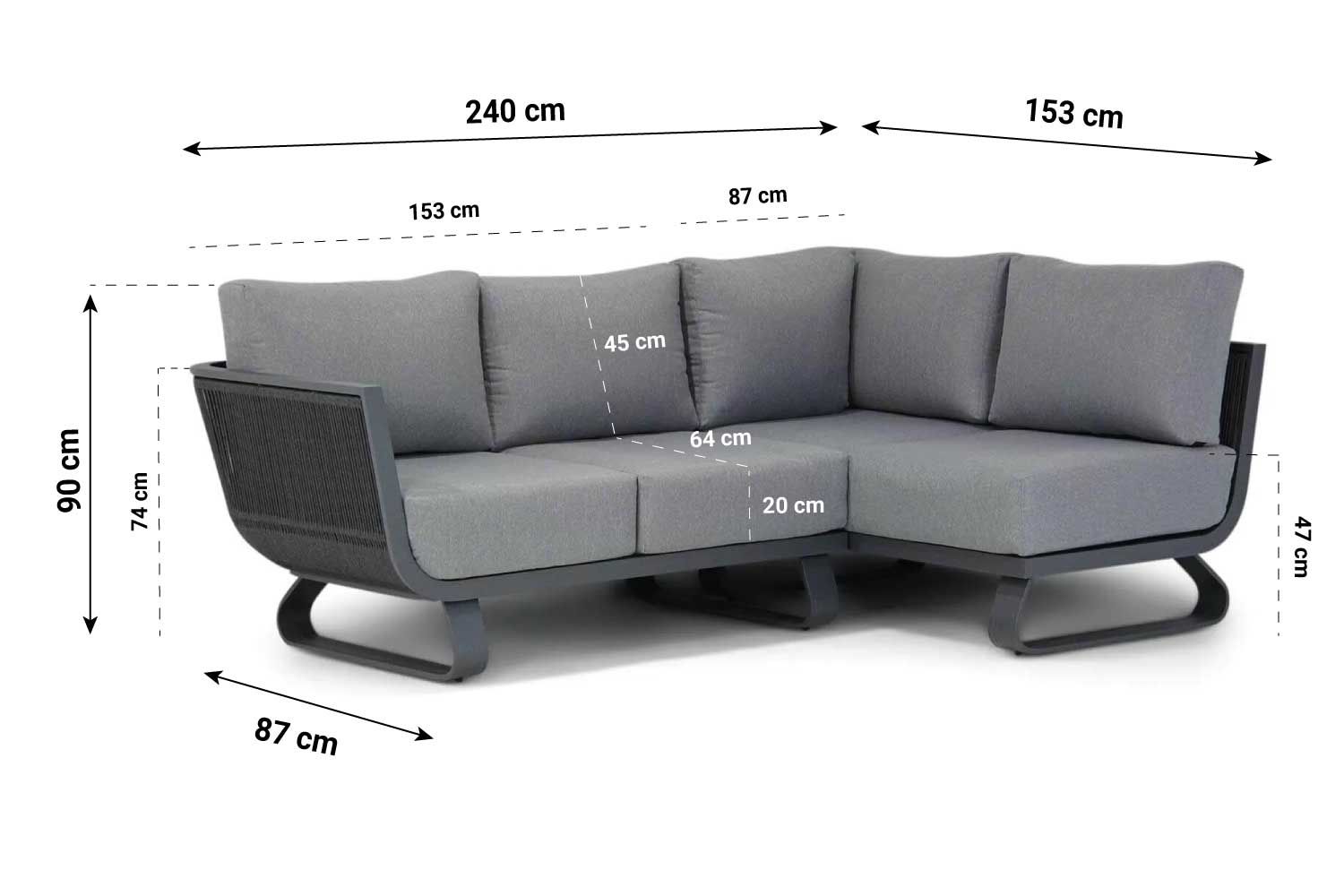 Santika Corniche chaise longue loungeset 3-delig rechts
