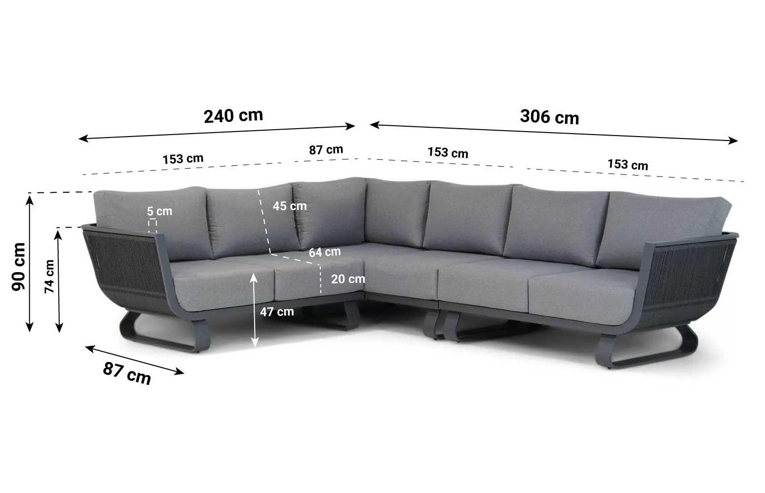 Santika Corniche hoek loungeset 3-delig rechts