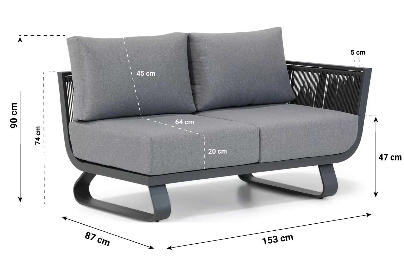 Santika Corniche hoek loungeset 3-delig rechts thumbnail