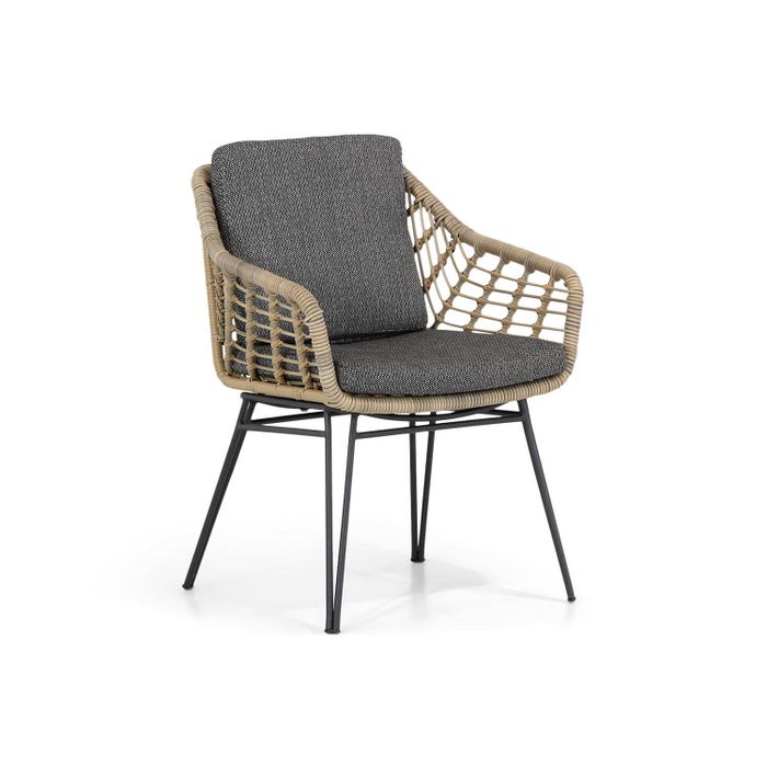 Tuinstoel met aluminium onderstel en wicker kuip - Vooraanzicht