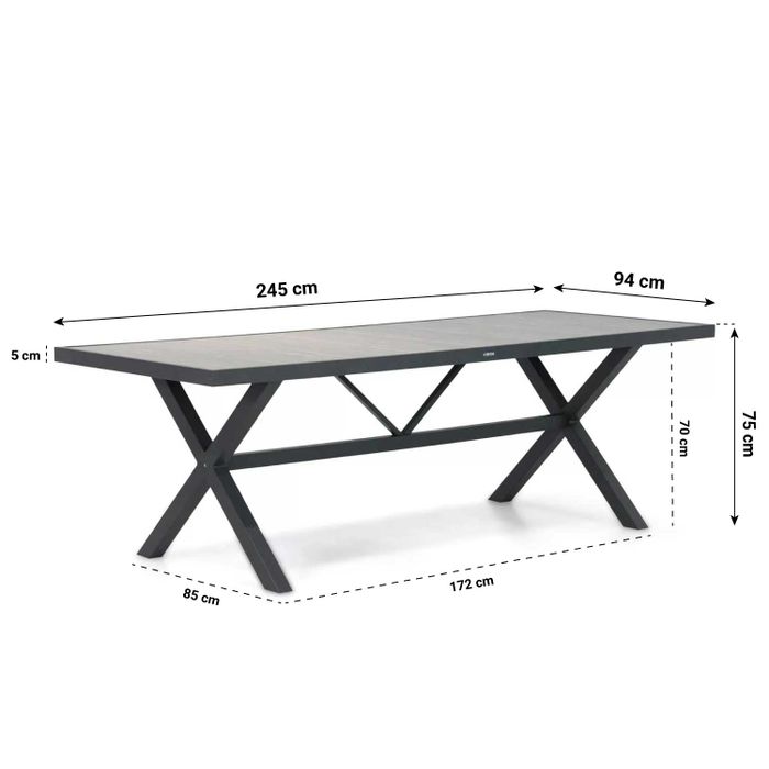 Presto Lucardo/Crossley 245 cm dining tuinset 7-delig
