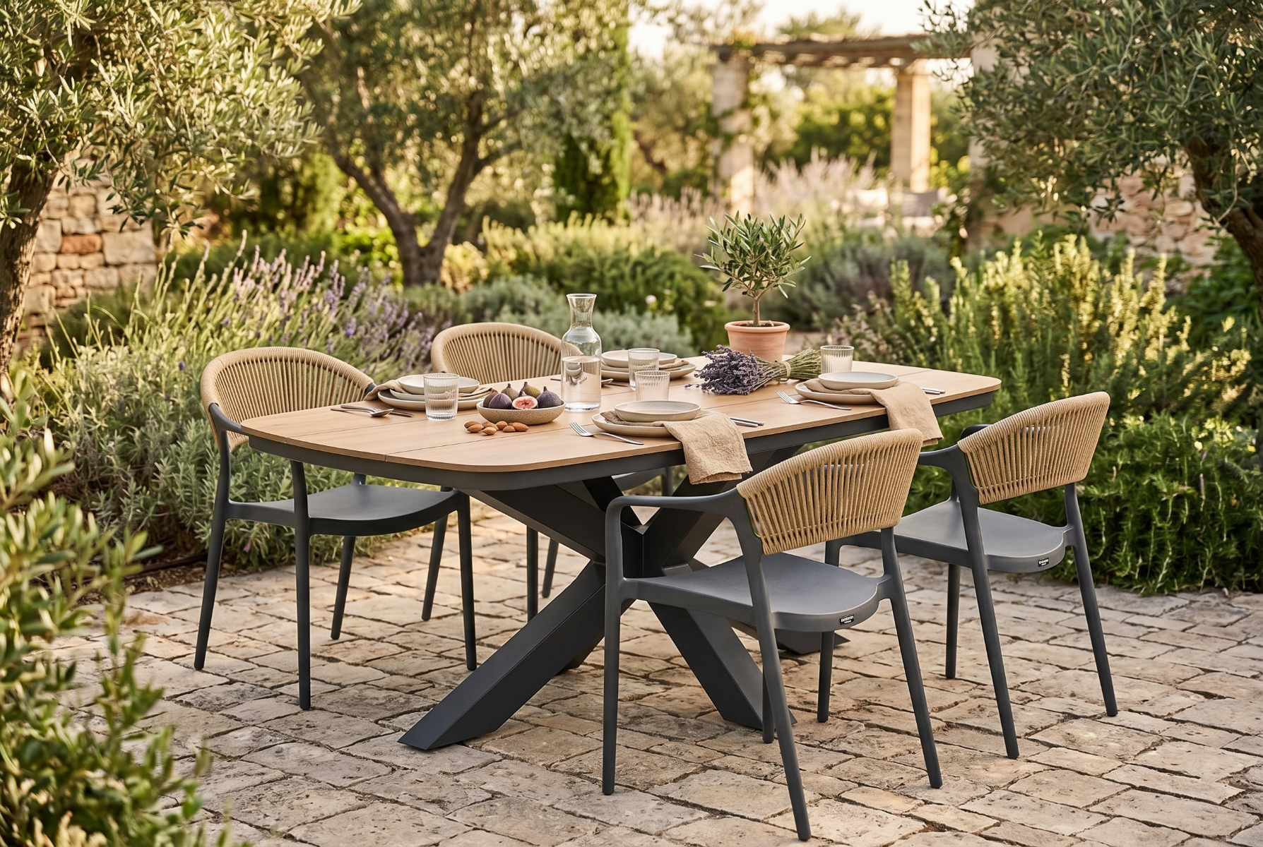 Domani Toscano/Camila 180x100 cm dining tuinset 5-delig