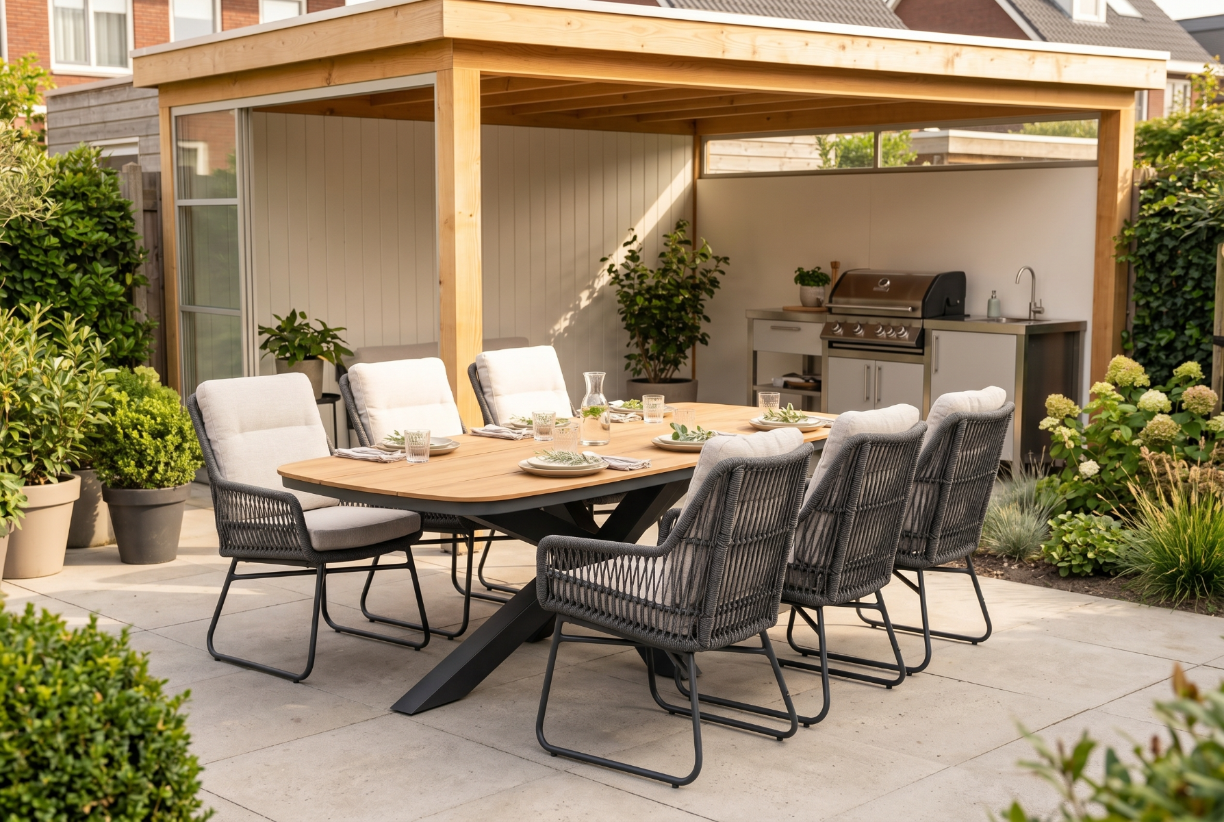 Lifestyle Vicente/Camila 220x100 cm dining tuinset 7-delig