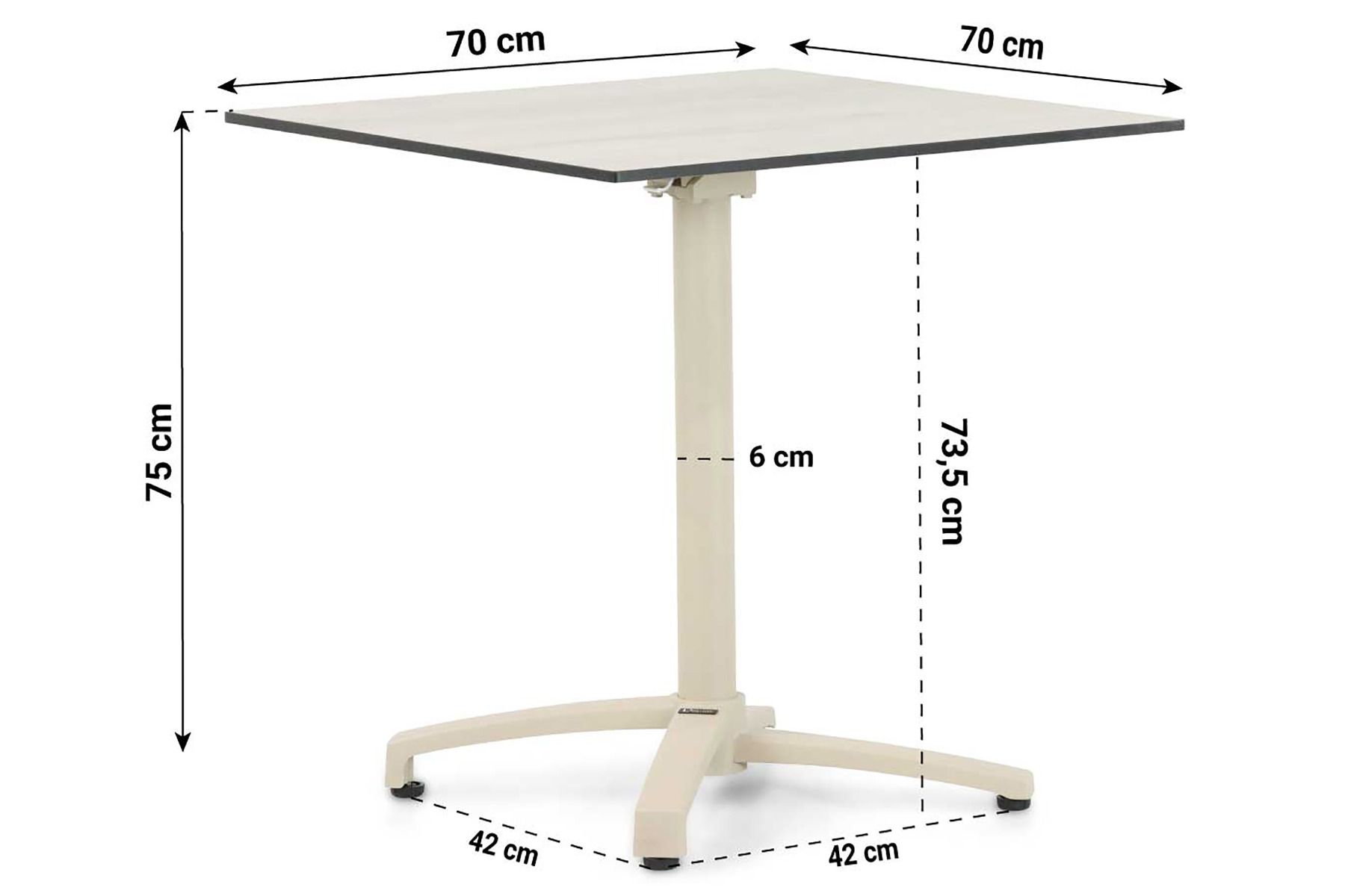 De Laan Marano bistrotafel 70 x 70 cm