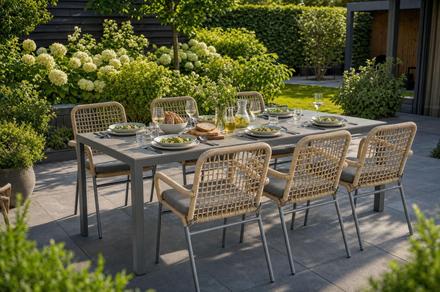 De Laan Catalone/Solare 200 cm dining tuinset 7-delig
