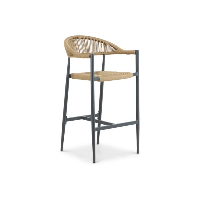 Barstoel van aluminium en wicker - zijaanzicht