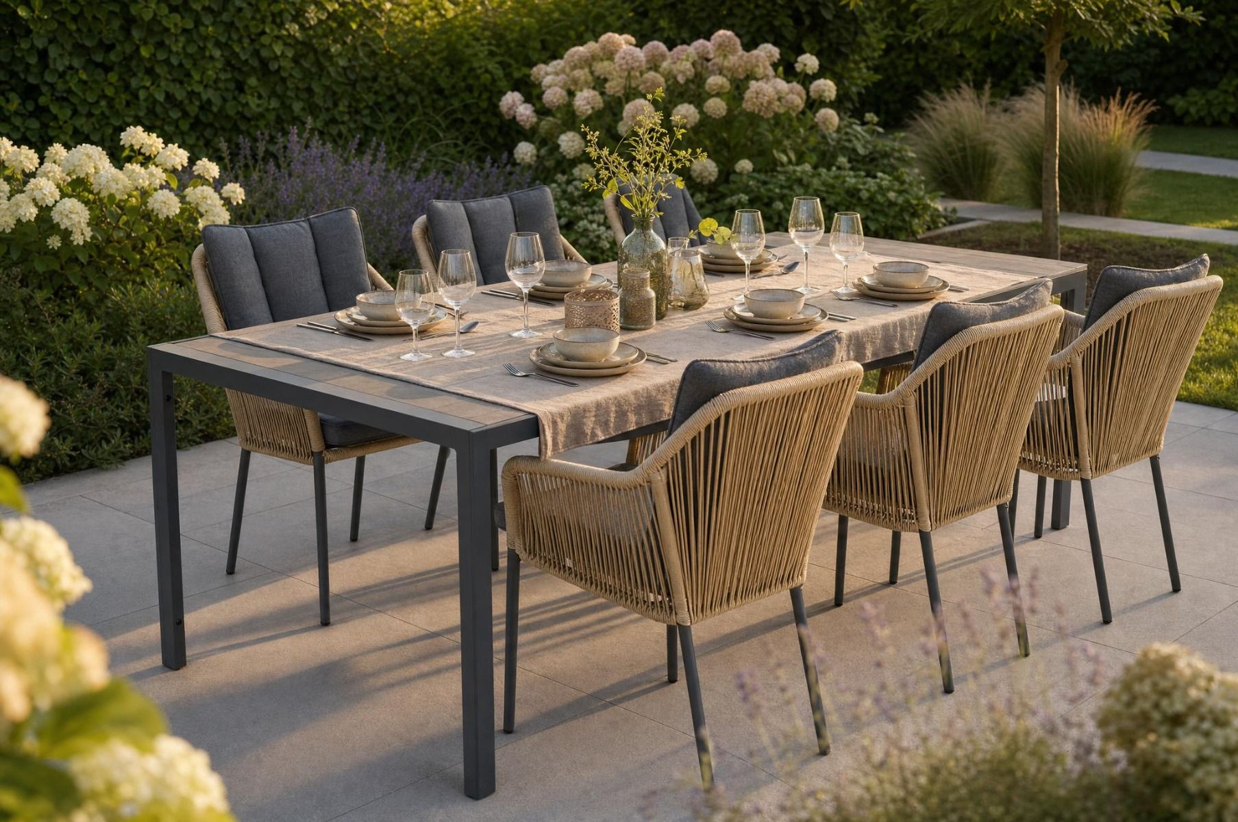 De Laan Marbella/Solare 200 cm dining tuinset 7-delig