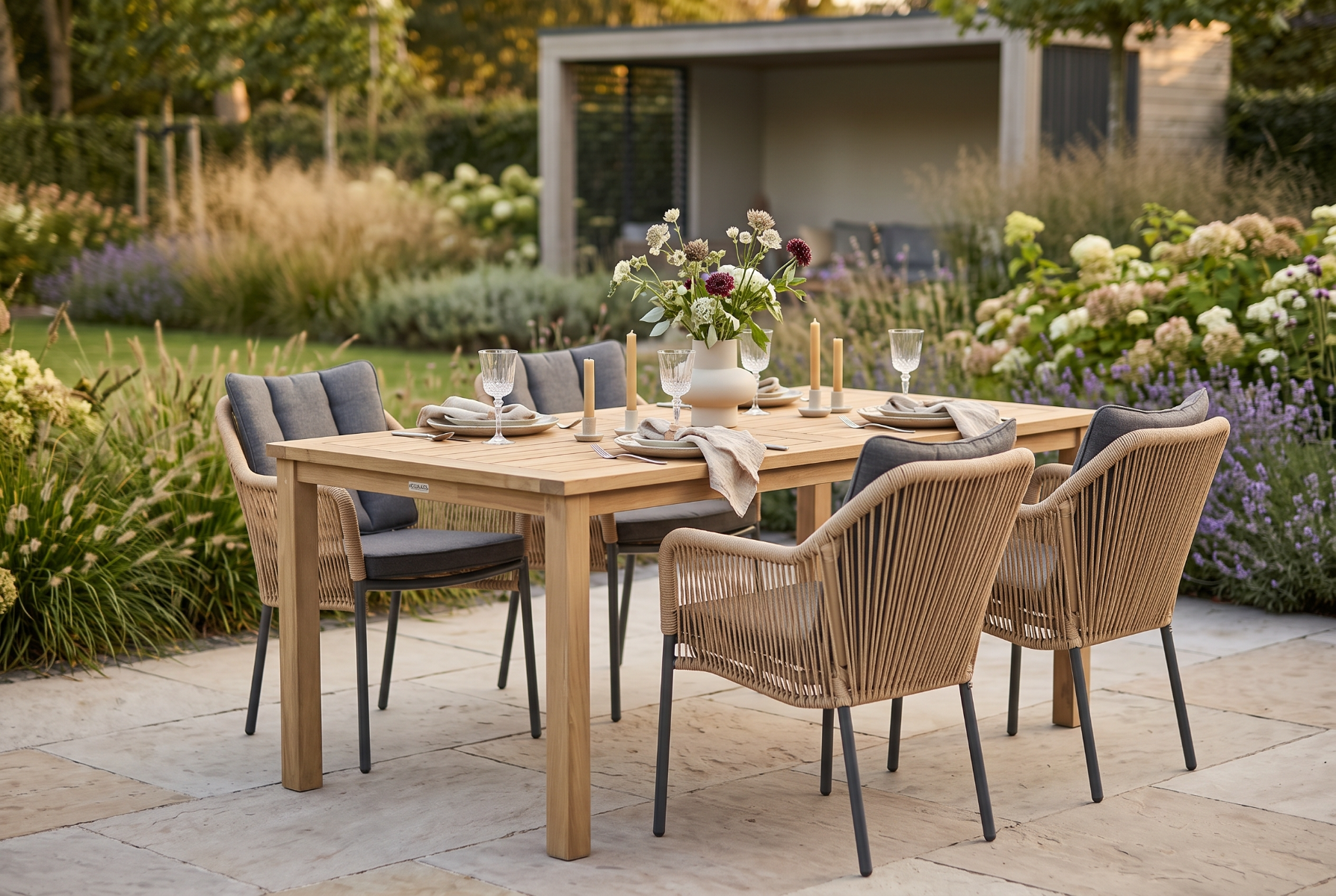 De Laan Marbella/Weston 160 cm dining tuinset 5-delig
