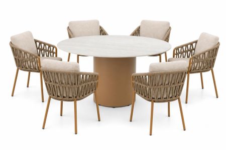 4 Seasons Outdoor Biarritz/Colorado 160 cm dining tuinset 7-delig