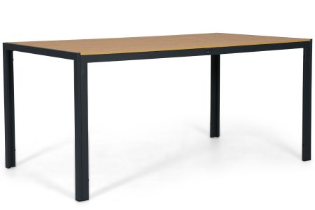 Dining tuintafel met donkergrijs aluminium frame en polywood blad - Zijaanzicht