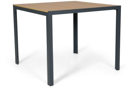 Dining tuintafel met donkergrijs aluminium frame en polywood blad - Zijaanzicht