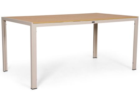 Dining tuintafel met zand aluminium frame en polywood blad - Zijaanzicht