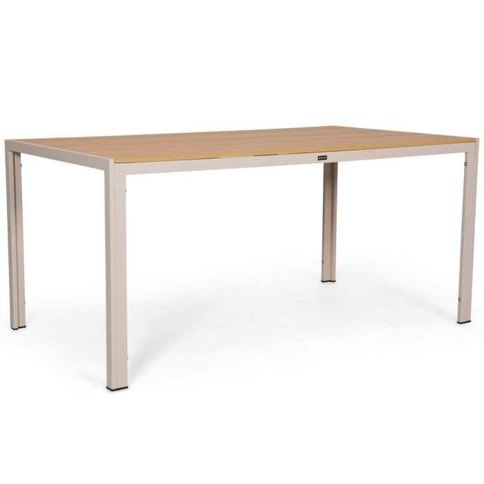 Dining tuintafel met zand aluminium frame en polywood blad - Zijaanzicht