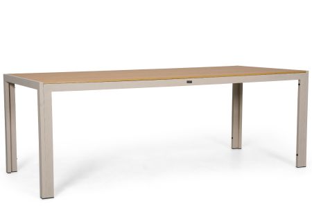Dining tuintafel met zand aluminium frame en polywood blad - Zijaanzicht