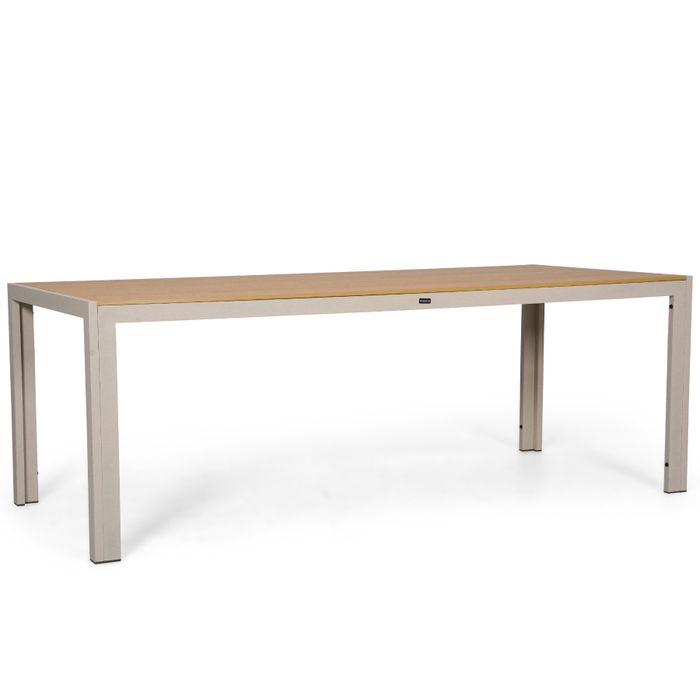 Dining tuintafel met zand aluminium frame en polywood blad - Zijaanzicht