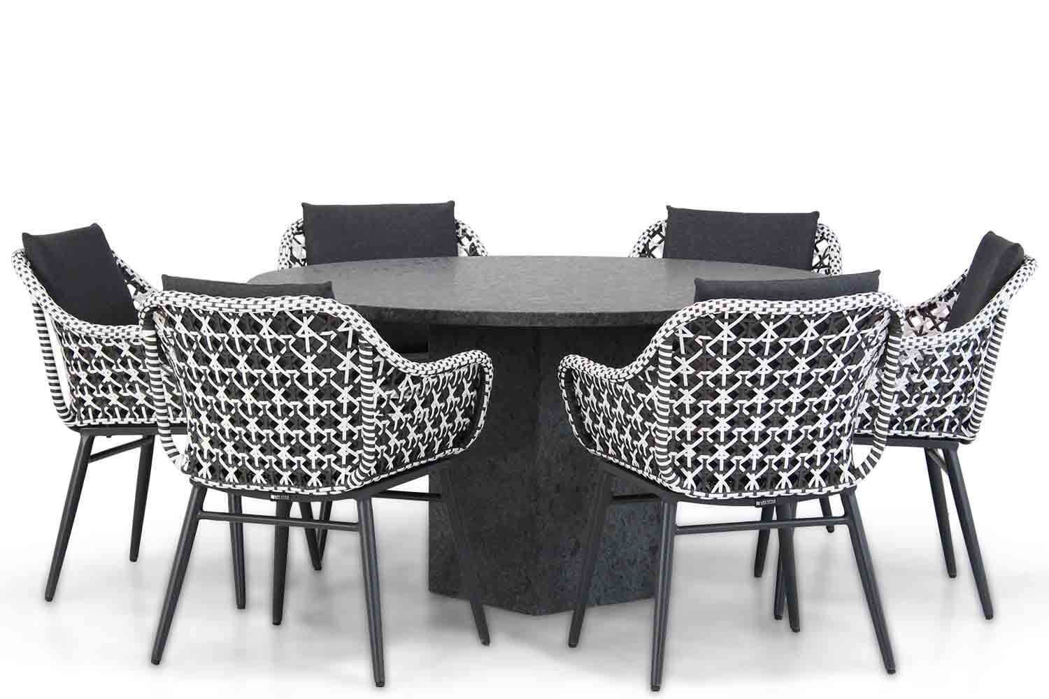 Lifestyle Dolphin/Graniet rond 140 cm dining tuinset 7-delig thumbnail