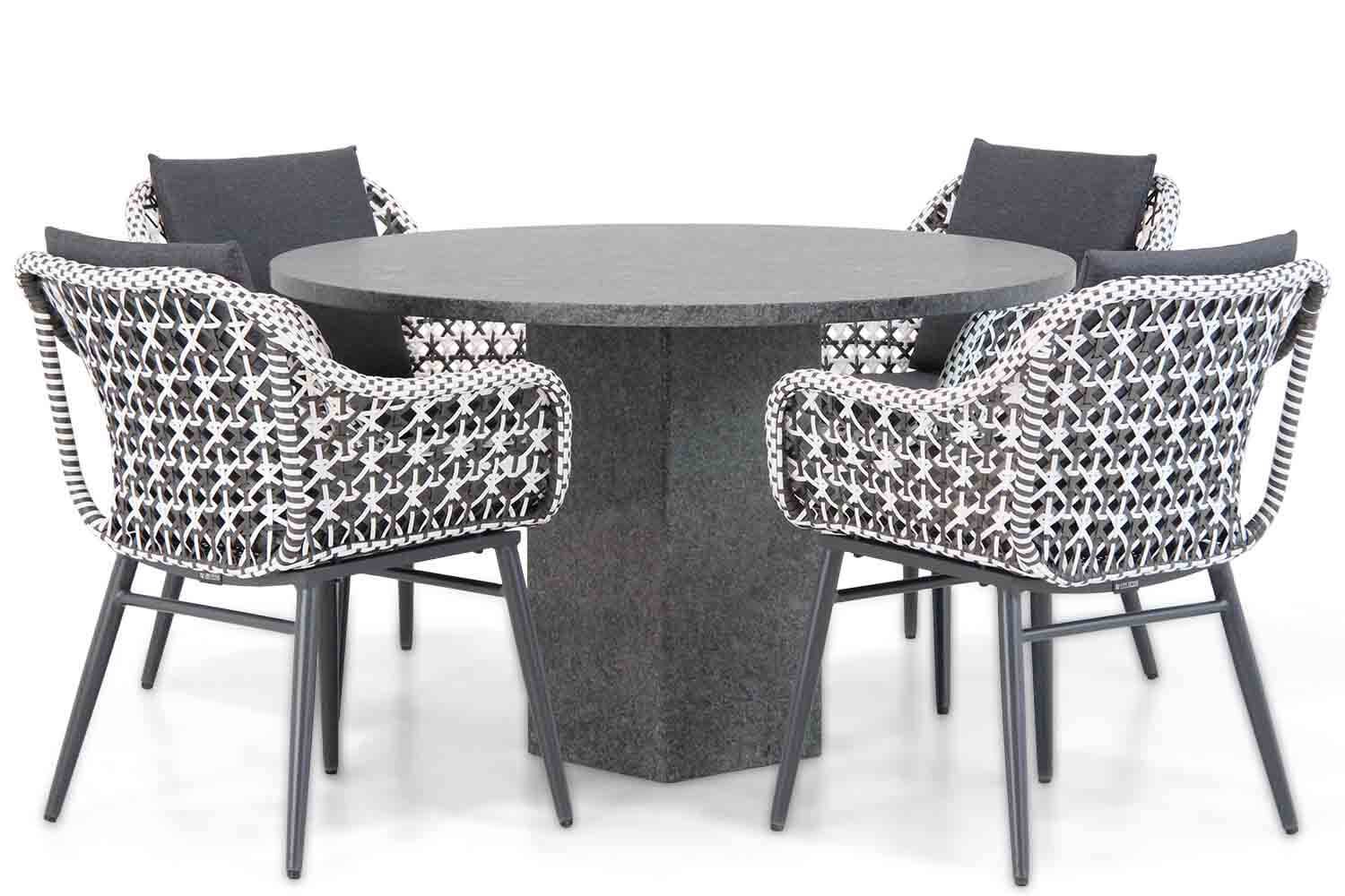 Lifestyle Dolphin/Graniet rond 120 cm dining tuinset 5-delig thumbnail
