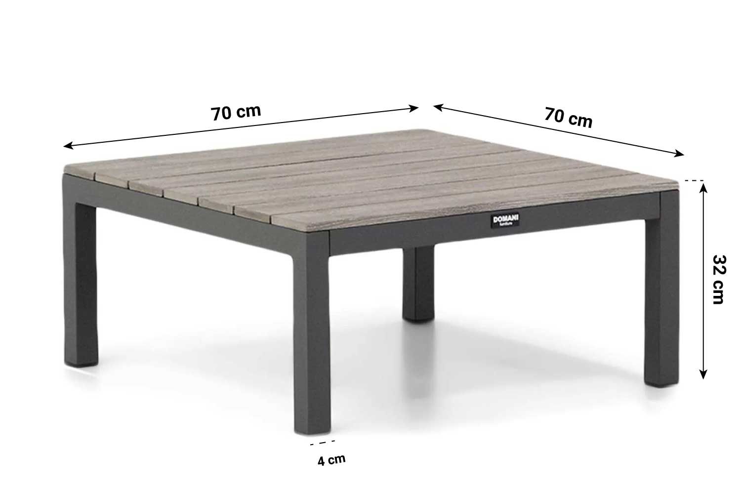 Domani La Festa loungetafel 70x70 antraciet/polywood