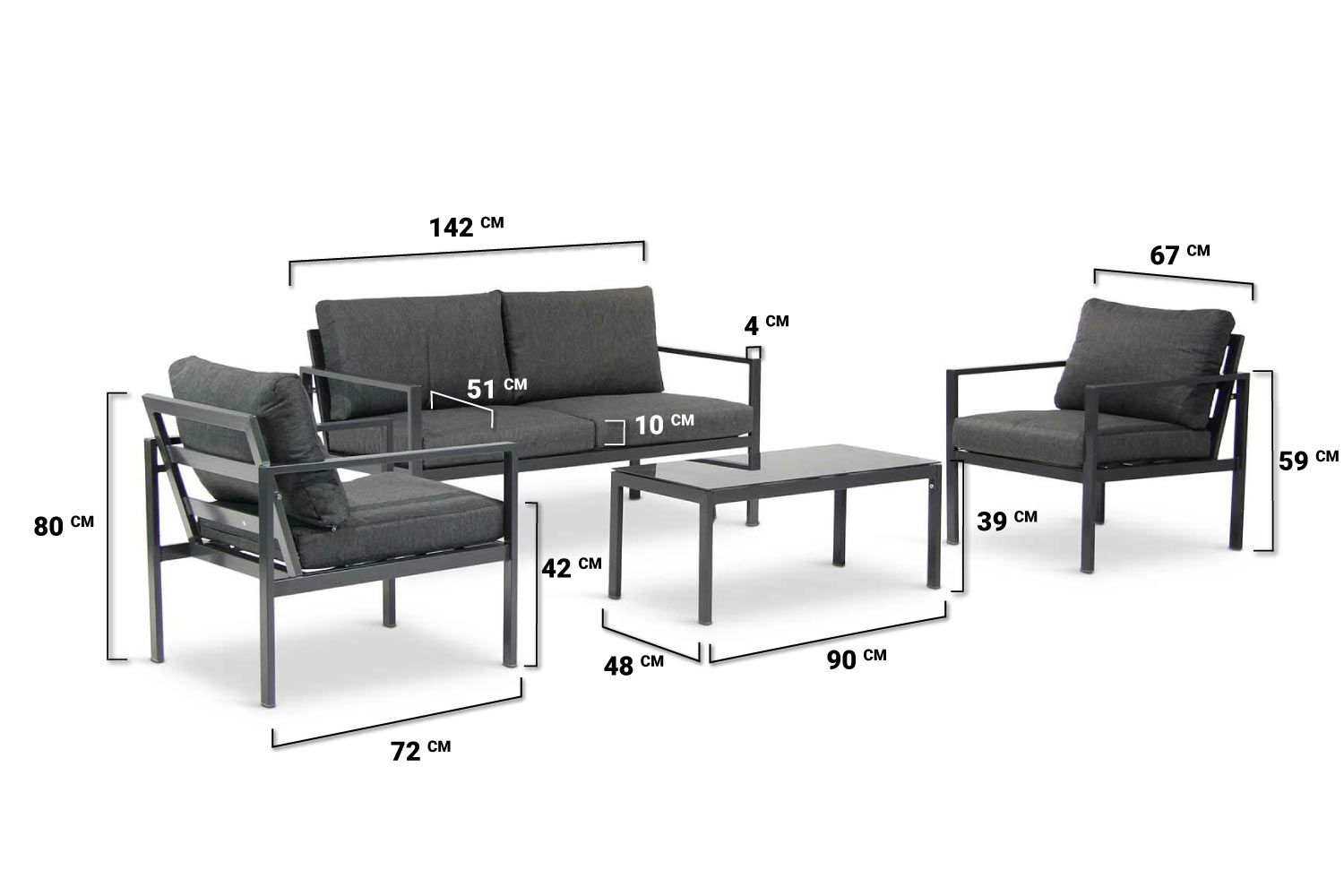 Domani aluminium loungeset Larisa