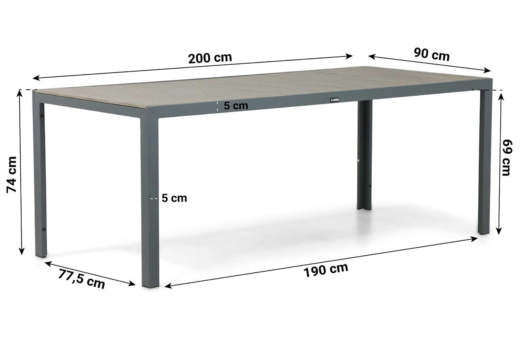 Domani Solare dining tuintafel 200 x 90 cm thumbnail