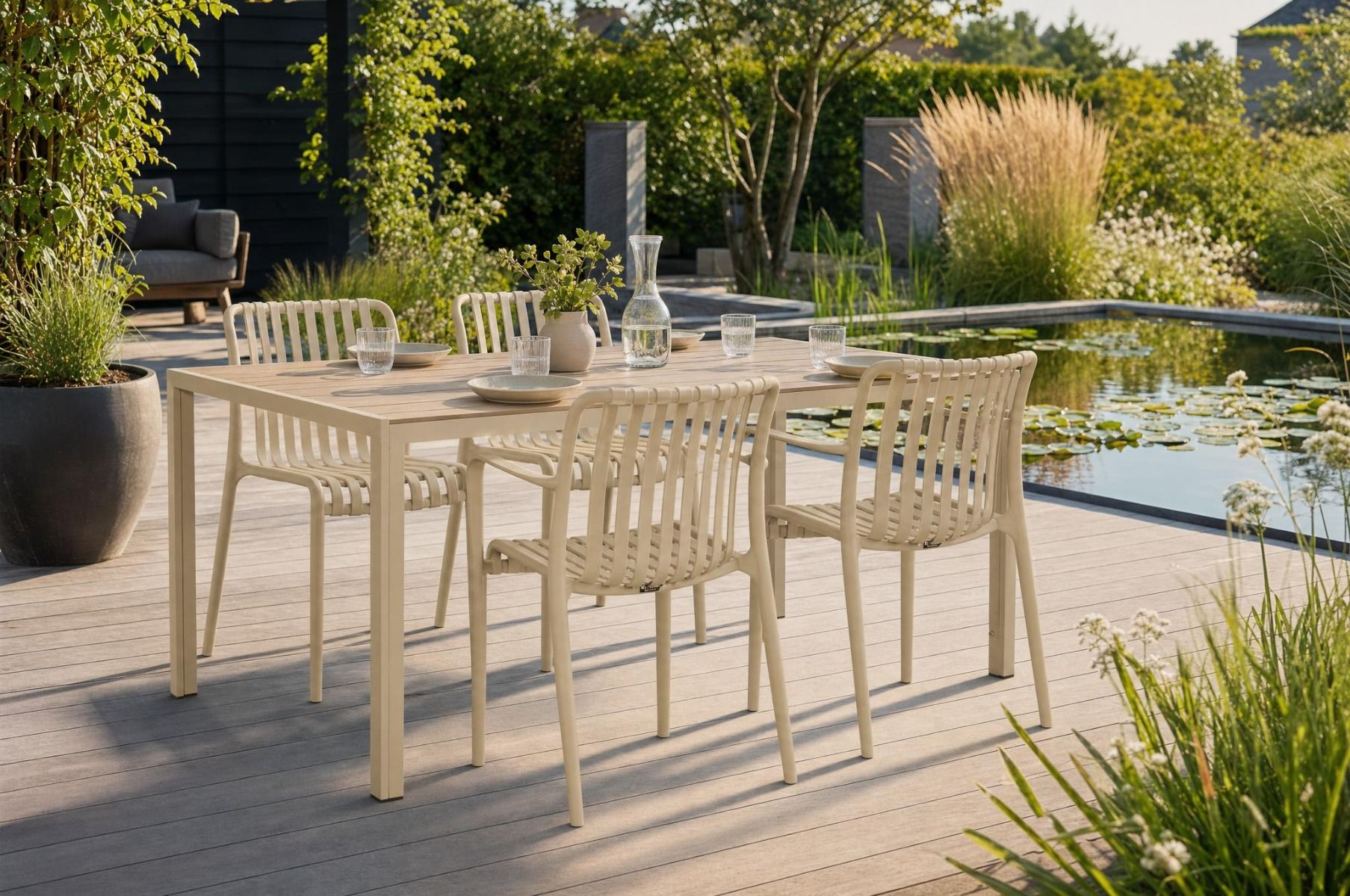 Domani Alba/Creta 160x90 cm dining tuinset 5-delig