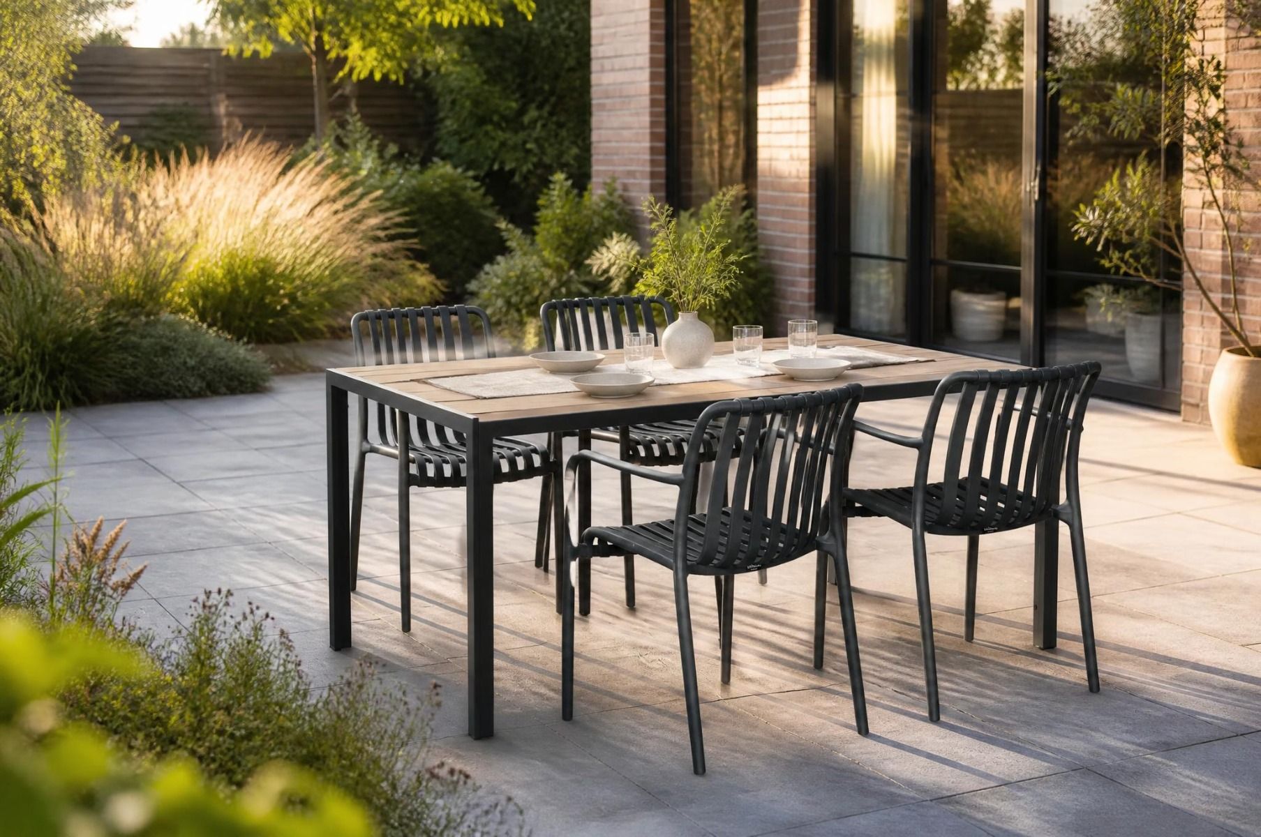 Domani Alba/Creta 160x90 cm dining tuinset 5-delig