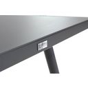 Detail van logo op antraciet aluminium frame met gehard glas blad thumbnail