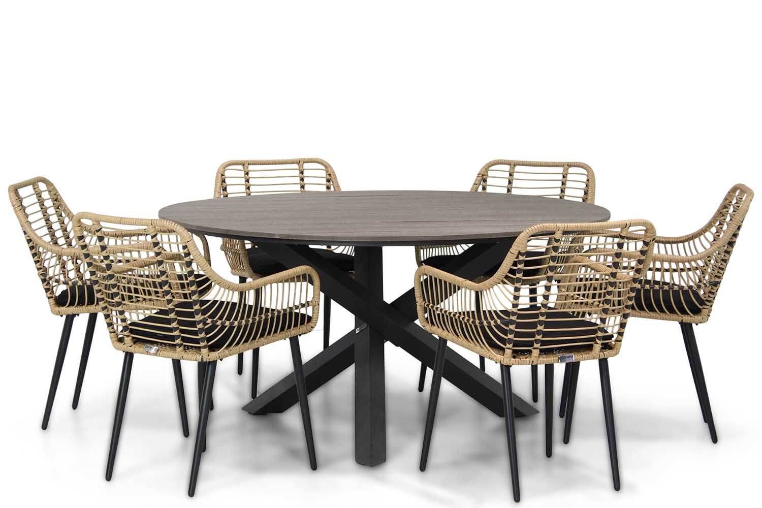 Domani Certo/Ancona 150 cm rond dining tuinset 7-delig thumbnail