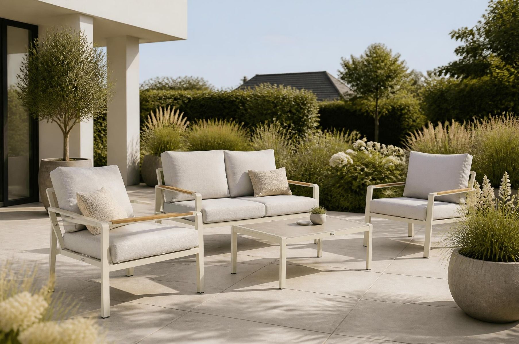 Domani Leaf Sessel-Sofa Lounge-Set 4-teilig