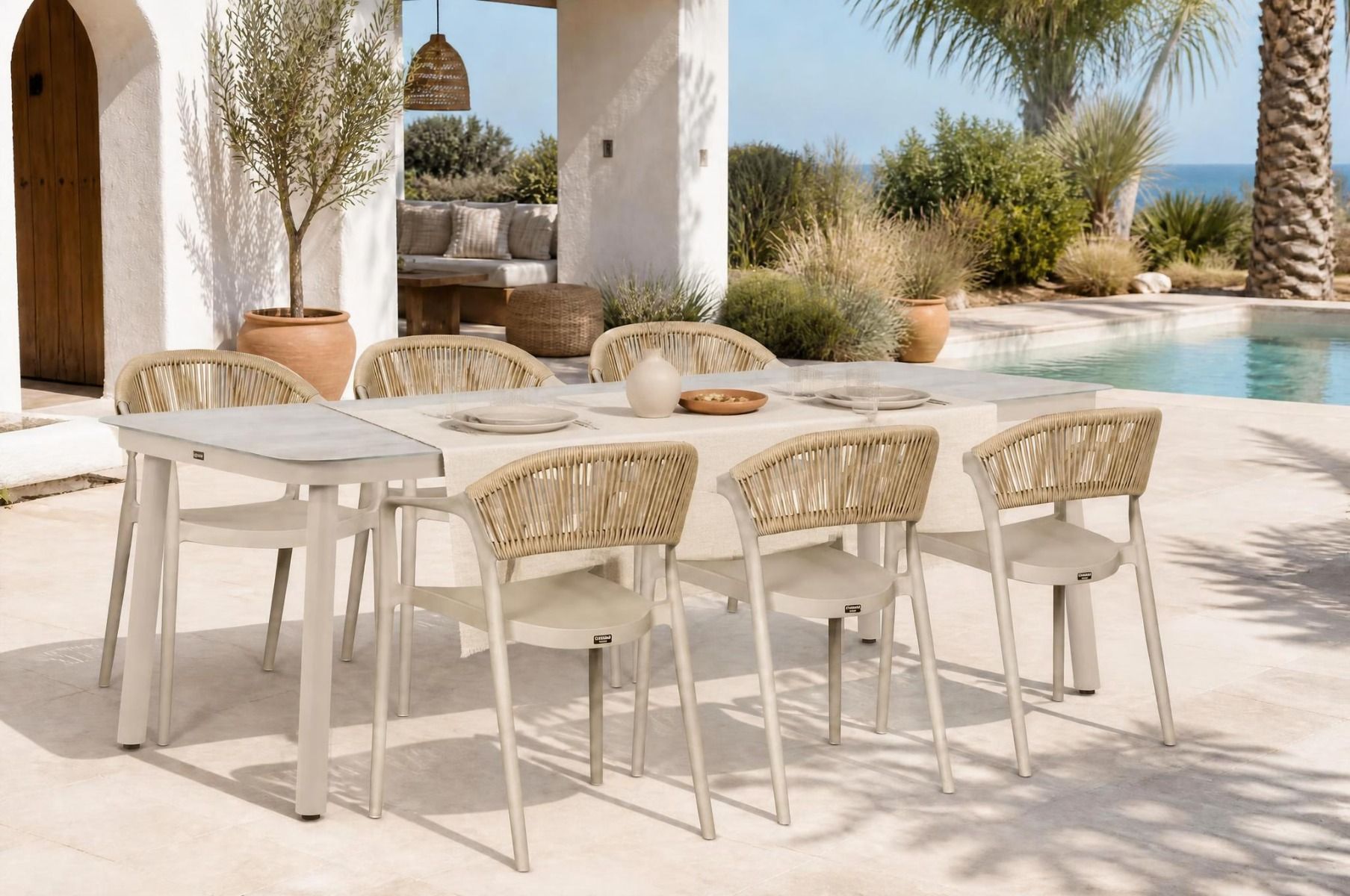 Domani Toscano/Tavano 220x90 cm dining tuinset 7-delig