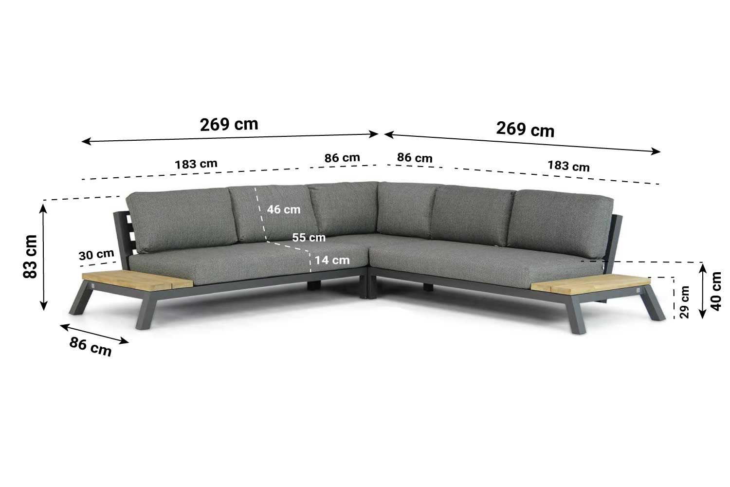 4 Seasons Outdoor Empire/Capitol 90cm platform loungeset 4-delig