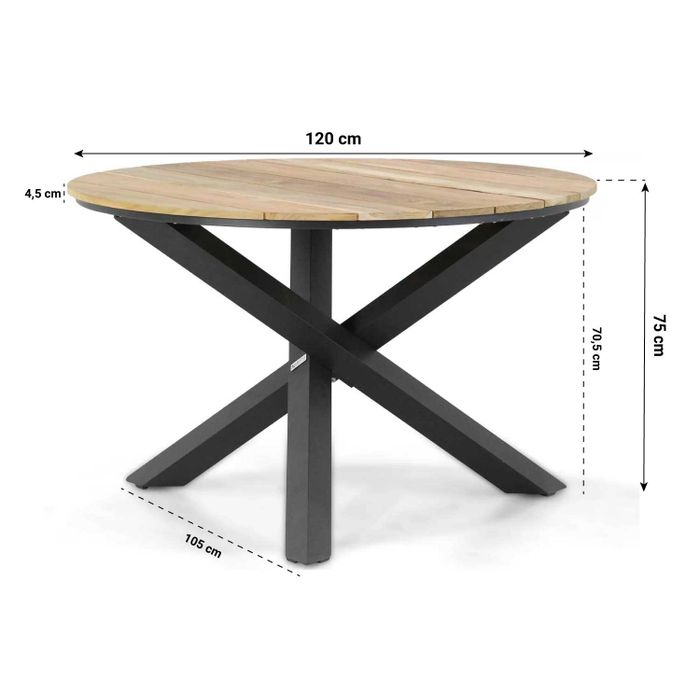 Lifestyle Brandon/Fabriano 120 cm rond dining tuinset 5-delig