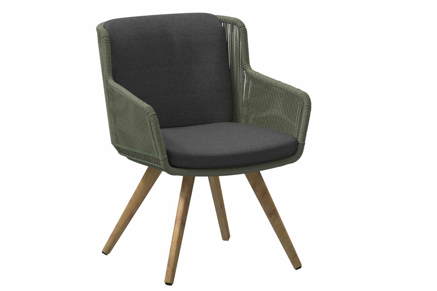 Flores dining chair Teak legs Green with 2 cushions thumbnail